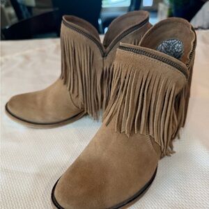Dingo Tan Fringe Ankle Booties